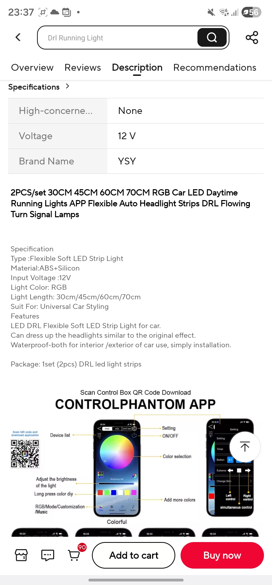 DRL RGB Symphony banda LED swmnal Dinamic